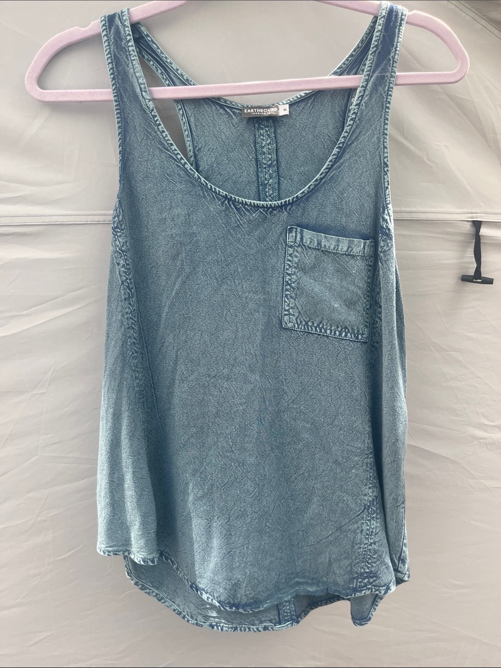 EARTHBOUND Washed Denim Blue Pocket Tank